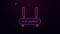 Glowing neon line Router and wi-fi signal icon isolated on purple background. Wireless ethernet modem router. Computer