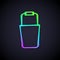 Glowing neon line Sauna bucket icon isolated on black background. Vector