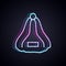 Glowing neon line Sauna hat icon isolated on black background. Vector