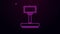Glowing neon line Scale icon isolated on purple background. Logistic and delivery. Weight of delivery package on a scale