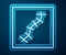 Glowing neon line Scar with suture icon isolated on blue background. Vector