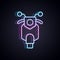 Glowing neon line Scooter icon isolated on black background. Vector