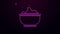 Glowing neon line Sea salt in a bowl icon isolated on purple background. 4K Video motion graphic animation