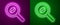 Glowing neon line Selection coffee beans icon isolated on purple and green background. Vector Illustration