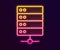 Glowing neon line Server, Data, Web Hosting icon isolated on black background. Vector