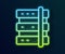 Glowing neon line Server, Data, Web Hosting icon isolated on black background. Vector