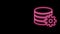 Glowing neon line Setting database server icon isolated on black background. Database Center. 4K Video motion graphic