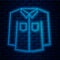 Glowing neon line Shirt icon isolated on brick wall background. Vector