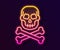 Glowing neon line Skull on crossbones icon isolated on black background. Happy Halloween party. Vector