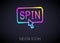 Glowing neon line Slot machine spin button icon isolated on black background. Vector