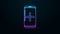 Glowing neon line Smartphone and playing in game icon isolated on black background. Mobile gaming concept. 4K Video