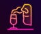 Glowing neon line Sommelier icon isolated on black background. Wine tasting, degustation. Smells of wine. Vector