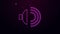 Glowing neon line Speaker volume, audio voice sound symbol, media music icon isolated on purple background. 4K Video