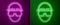 Glowing neon line Special forces soldier icon isolated on purple and green background. Army and police symbol of defense