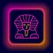 Glowing neon line Sphinx - mythical creature of ancient Egypt icon isolated on black background. Colorful outline