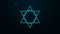 Glowing neon line Star of David icon isolated on black background. Jewish religion symbol. Symbol of Israel. 4K Video