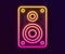 Glowing neon line Stereo speaker icon isolated on black background. Sound system speakers. Music icon. Musical column