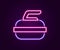 Glowing neon line Stone for curling sport game icon isolated on black background. Sport equipment. Colorful outline