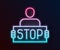 Glowing neon line Stop war icon isolated on black background. Antiwar protest. World peace concept. Vector