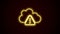 Glowing neon line Storm warning icon isolated on black background. Exclamation mark in triangle symbol. Weather icon of