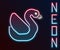 Glowing neon line Swan bird icon isolated on black background. Animal symbol. Colorful outline concept. Vector