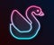 Glowing neon line Swan bird icon isolated on black background. Animal symbol. Vector