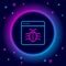 Glowing neon line System bug concept icon isolated on black background. Code bug concept. Bug in the system. Bug