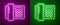 Glowing neon line Telephone icon isolated on purple and green background. Landline phone. Vector Illustration