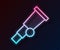 Glowing neon line Telescope icon isolated on black background. Scientific tool. Education and astronomy element