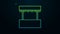 Glowing neon line Ticket box office icon isolated on black background. Ticket booth for the sale of tickets for