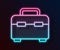 Glowing neon line Toolbox icon isolated on black background. Tool box sign. Vector Illustration