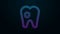 Glowing neon line Tooth with caries icon isolated on black background. Tooth decay. 4K Video motion graphic animation