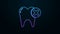 Glowing neon line Tooth with caries icon isolated on black background. Tooth decay. 4K Video motion graphic animation