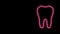 Glowing neon line Tooth icon isolated on black background. Tooth symbol for dentistry clinic or dentist medical center