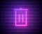 Glowing neon line Trash can icon isolated on brick wall background. Garbage bin sign. Recycle basket icon. Office trash