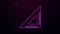 Glowing neon line Triangular ruler icon isolated on purple background. Straightedge symbol. Geometric symbol. 4K Video