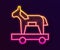 Glowing neon line Trojan horse icon isolated on black background. Vector