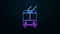 Glowing neon line Trolleybus icon isolated on black background. Public transportation symbol. 4K Video motion graphic