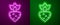 Glowing neon line Turnip icon isolated on purple and green background. Vector