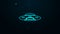 Glowing neon line UFO flying spaceship icon isolated on black background. Flying saucer. Alien space ship. Futuristic