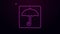 Glowing neon line Umbrella icon isolated on purple background. Waterproof icon. Protection, safety, security concept