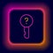 Glowing neon line Undefined key icon isolated on black background. Colorful outline concept. Vector