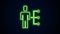 Glowing neon line User of man in business suit icon isolated on black background. Business avatar symbol user profile