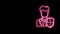 Glowing neon line User protection icon isolated on black background. Secure user login, password protected, personal