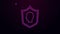 Glowing neon line User protection icon isolated on purple background. Secure user login, password protected, personal