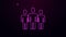 Glowing neon line Users group icon isolated on purple background. Group of people icon. Business avatar symbol - users