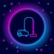 Glowing neon line Vacuum cleaner icon isolated on black background. Colorful outline concept. Vector
