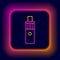 Glowing neon line Vape mod device icon isolated on black background. Vape smoking tool. Vaporizer Device. Colorful