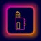 Glowing neon line Vape mod device icon isolated on black background. Vape smoking tool. Vaporizer Device. Colorful