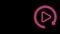 Glowing neon line Video play button like simple replay icon isolated on black background. 4K Video motion graphic